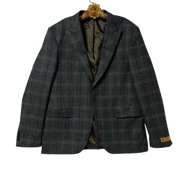 Alberto Pato Blazer Men's 48R Gray Plaid Wool Slim Italian Fashion Jacket NWOT